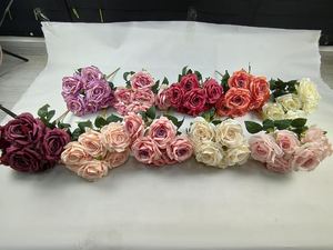 Vente en gros de fleurs de mariage bouquet de fleurs artificielles rosier en soie pour la décoration de mariage - Product Image 3