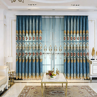 Rideaux Jacquard Brodés de Luxe Européens, Rideaux Transparents Haut de Gamme pour Salon et Chambre à Coucher