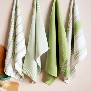 Ensemble de 4 torchons de cuisine rayés en pur coton, rectangulaires, pour usage domestique, lavables en machine - Product Image 2