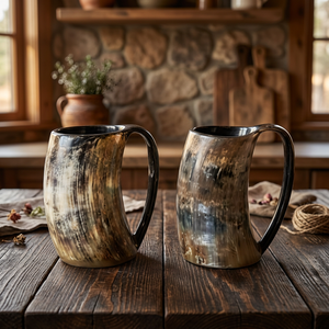 Factory Price Polished Viking Drinking Ox Horn Mugs Natural Horn Crafts Eco-Friendly Dishwasher Safe Lightweight Camping Beer - Product Image 1
