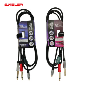 Câble audio de type I vers 6.35mm Adaptateur mâle <span class=keywords><strong>Apple</strong></span> de type I plaqué or anti-bruit 1/4 Ts Mono <span class=keywords><strong>Jack</strong></span> vers câbles audio d'éclairage - Product Image 2