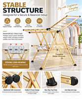 Séchoir à linge métallique autoportant pliable à ailes, grande capacité, pour intérieur et extérieur