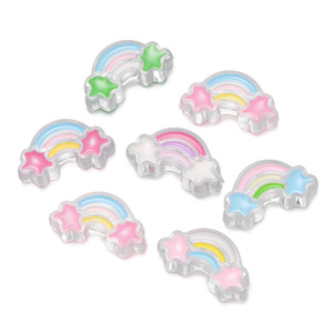 Acrylic <b>Rainbow</b> Beads Mixed Shapes Loose Beads For <b>Bracelet</b> Making Blue Green Pink White Randomly Mixed - Product Image 5