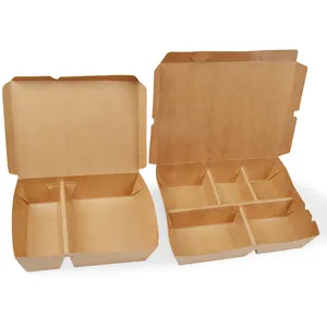 Cheap environmentally friendly customized disposable brown kraft take-out meal paper box