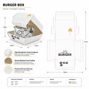 Cajas <span class=keywords><strong>de</strong></span> Cartón Ecológicas Personalizadas, Biodegradables, Aisladas y Anti-Fugas para Comida Rápida Gourmet para Llevar - Product Image 4
