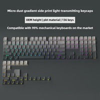 Micro Dust Side Print Black Gradient Keycap OEM Profile 136Keys RGB PBT Character Transparent Keycaps Custom Keycaps