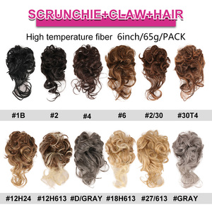 Extensions de cheveux en queue de cheval Julianna en gros, pince à cheveux synthétique, <span class=keywords><strong>chignon</strong></span> bouclé désordonné <span class=keywords><strong>élastique</strong></span>, pièces de cheveux pour femmes - Product Image 4