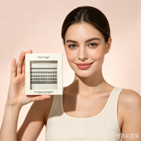 Cils synthétiques personnalisés auto-adhésifs réutilisables sans cruauté animale, cils naturels à presser, pas besoin de colle, cils en grappe beige