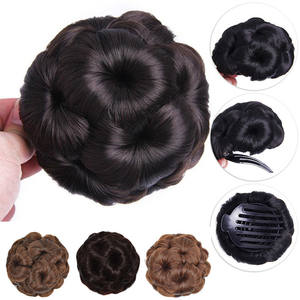 Extension de cheveux d'usine Clip bouclé dans le <span class=keywords><strong>chignon</strong></span> <span class=keywords><strong>pour</strong></span> les femmes Neuf fleurs <span class=keywords><strong>Chignon</strong></span> en fibres synthétiques résistant à la chaleur Bourgeon - Product Image 2
