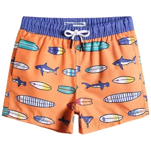 Short de praia havaiano para bebês, shorts de natação com desenhos animados para meninos pequenos, roupa de banho de 4 formas