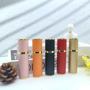 Manufacture Customised Empty Luxury Travel Size 10ml Refillable Perfume Bottle Leather Sprayer Atomizer With Box