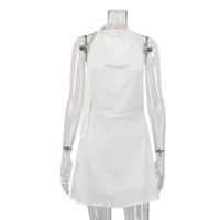 Robe trapèze personnalisée en satin à col licou et laçage, sexy, dos nu et drapée, pour femme, tendance