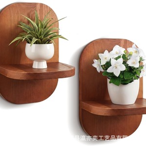 Wooden <b>Wall</b> Mounted <b>Flower</b> Stand Oval Shape Living Room Decor Storage Rack For Plants And Succulents - Product Image 3