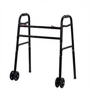 Deambulatore Pieghevole Leggero in Alluminio Nero a 2 Ruote, Altezza Regolabile, Ausilio Medico per la Deambulazione, Classe I CN per Anziani - Product Image 1