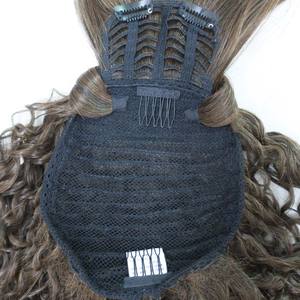 Extension capillaire en Fiber synthétique, 1 pièce, queue de cheval <span class=keywords><strong>avec</strong></span> <span class=keywords><strong>frange</strong></span>, Deep Wave, cheveux crépus bouclés, lisses - Product Image 5