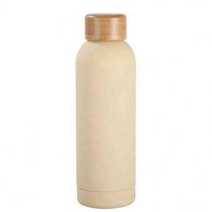 Minimalist Stainless Steel Vacuum Tumbler With Wooden Lid Gray Travel Bottle Double Wall Insulated 24 Hour Thermal <b>Flask</b> - Product Image 3
