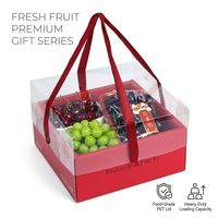 Boîte d'emballage pour fruits écologique personnalisée, adaptée aux oranges, aux raisins, aux bleuets, aux cerises, avec couvercle transparent en PVC, ruban, boîte cadeau
