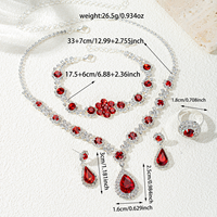 Parure de bijoux en zircone cubique en forme de goutte d'eau, multicolore, collier, boucles d'oreilles et bague, 3 pièces, pour mariage, fête, bijoux de déclaration pour femme