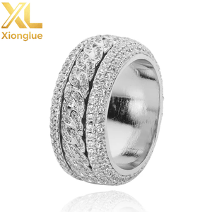 European American Hip-hop Copper Zircon Natural Claw Setting <b>Ring</b> Rotatable Cuban Design Trendy Personalized Women's 18K Gold - Product Image 6