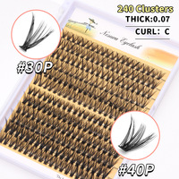 Extensions de cils DIY en grappe à auto-adhésion, vente en gros, cils œil de chat pré-collés, extensions de cils effet wispy, faux cils