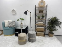 Pouf Ottoman Rond Pliable Fait Main, Repose-Pieds Multifonctionnel pour Chambre, Salon, Hôtel, Décoration Moderne