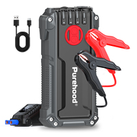 Démarreur de batterie Purehood X4 21800mAh gris foncé avec pinces intelligentes pour voiture, moto, camion 1000A/2000A de crête Type-C