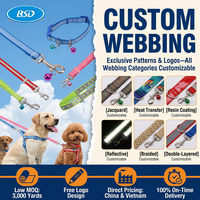 Laisse rétractable de luxe pour chien avec sangle jacquard réfléchissante, nylon robuste et écologique