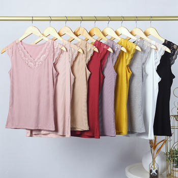 High Quality Custom Women's Breathable Crop Top Simple Solid Color Lace Tank Top Sexy Short Tops for Women