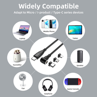 Câbles de charge et de données rotatifs USB-C 9 broches 6-en-1 2022, charge ultra-rapide PD60W 5A, avec 3 têtes magnétiques Type-C et Micro