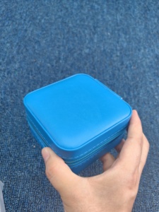 Portagioie Portatile in Pelle PU Blu con Chiusura a Cerniera, Piccolo <span class=keywords><strong>Organizzatore</strong></span> da Viaggio per Orecchini, Anelli, Collane, Scatola per Matrimonio - Product Image 2