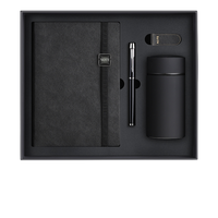 Ensemble cadeau de bureau : Carnet en cuir et stylo, journaux personnalisés vert à lignes avec bouteille d'eau à température et marque-page