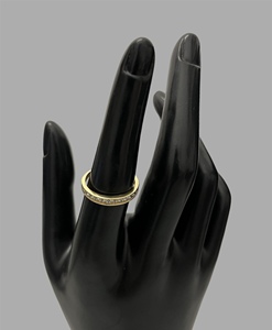 Huecos Raf harga dasar untuk 9K disesuaikan perhiasan emas cincin emas kuning dengan Channel-Set <span class=keywords><strong>Zirconia</strong></span> buatan Spanyol