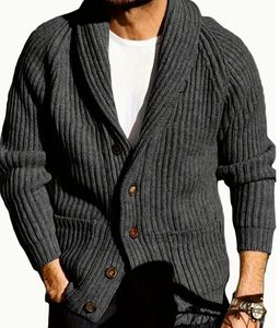 High Quality Solid Color Lapel Long Sleeve Knit Men's <b>Sweater</b> Fashion <b>Vintage</b> Single Breasted Drop Shoulder Knit <b>Sweater</b> for Men - Product Image 2