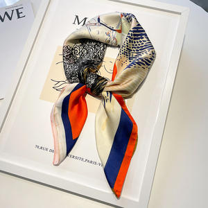 新着 ファッション 夏 花柄プリント 70*70cm シルキーサテン スクエアスカーフ 女性用ヒジャブ ヘッドスカーフ ショール - Product Image 3