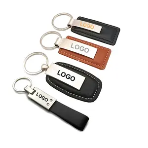 Quà Tặng Giá Rẻ Biểu Tượng Tùy Chỉnh Xe Sang Trọng Người Giữ Chìa Khóa Da Keyring Kim Loại Biểu Tượng Móc Chìa Khóa Vòng Không Gỉ Vẫn Kim Loại Keychain Với Logo