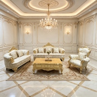 Ensemble de canapés de salon en bois de couleur vive de style baroque français luxueux / Canapé antique sculpté à la main de style palais royal / Meubles de maison