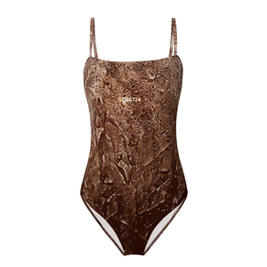 Traje de Baño de Una Pieza Tallas Grandes con Control de Abdomen, Monokini Conservador y Sexy para Playa, Tallas 42 44 46 48, Estampado Serpiente Marrón y Negra - Product Image 2