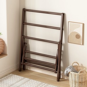 <b>Clothes</b> <b>Rack</b> Foldable Standing Walnut Color Space Saving Bedroom Clothing Organizer Rectangle Shape - Product Image 1