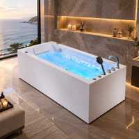 Baignoire de massage autoportante moderne en acrylique certifiée CE, avec jets d'eau et d'air, écologique, pour hôtels et villas