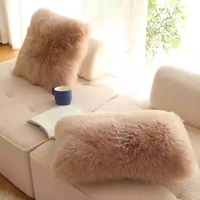 Coussin décoratif en fourrure de mouton 100 % authentique, coussins en fourrure véritable pour canapé, lit, salon