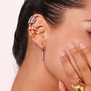 Bijouterie Boucles d'oreilles manchette 18k tendance pour femmes Boucles d'oreilles à clip unique en <span class=keywords><strong>or</strong></span> en acier inoxydable étanche - Product Image 3