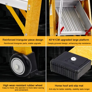 Echelle à plateforme électrique isolée en PRF avec main courante échelle à chevrons - Product Image 5