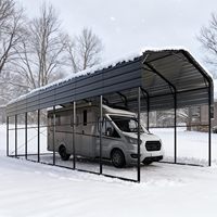 Kits de cochera metálica para caravanas con techo de hierro, impermeables, de alta resistencia, para 2 coches, cobertizo exterior para estacionamiento de coches, SUV, camiones y tractores