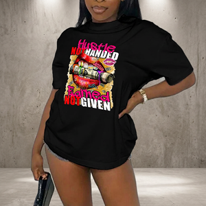 Meilleures ventes d'usine : T-shirt 100% Coton à motif graphique personnalisé, style Hip Hop, coupe classique, tendance urbaine, avec alphabet sportif - Product Image 1