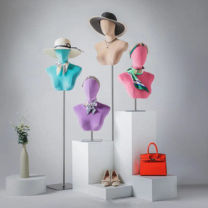 Bijoux de luxe <span class=keywords><strong>Buste</strong></span> Présentoir Mannequin Perruque Présentoir <span class=keywords><strong>Femme</strong></span> Velours Tête de Mannequin <span class=keywords><strong>avec</strong></span> Épaules - Product Image 4