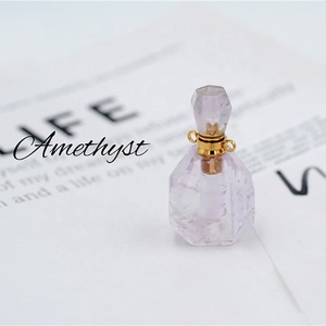 Collar <span class=keywords><strong>de</strong></span> botella <span class=keywords><strong>de</strong></span> Perfume <span class=keywords><strong>de</strong></span> piedra, difusor <span class=keywords><strong>de</strong></span> aceite, Vial <span class=keywords><strong>de</strong></span> cristal, cristal curativo, piedras crudas, envío directo - Product Image 5