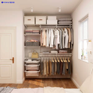 Armario Abierto Metálico en Oferta con Puertas de MDF, Armario de Pared de Acero, Armario Vestidor con Barra para Colgar <span class=keywords><strong>Ropa</strong></span> Cromada para Taller - Product Image 3