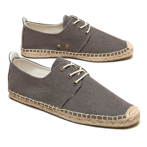 <span class=keywords><strong>Espadrillas</strong></span> da <span class=keywords><strong>uomo</strong></span> grigie piatte con tomaia in tela e lacci coordinati, suola in iuta intrecciata, calzature estive comode - Product Image 2