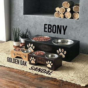 Mangkuk anjing tinggi bahan kayu grosir, mangkuk makan anjing rumah pertanian pedesaan - Product Image 3