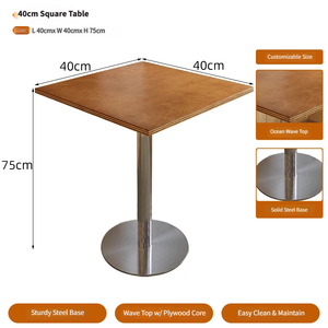 Table de salle à manger minimaliste de style bois de charpente, inspirée de l'océan, pour restaurant occidental, tables commerciales pliantes carrées couleur noyer - Product Image 4